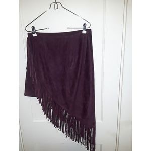Express Seude Fringe Asymmetrical Skirt
